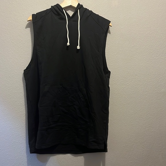 black athletic works sleeveless hoodie DriWorks - Picture 1 of 4